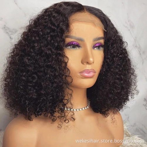 Wholesale Blue Short Bob Wig Brazilian Human Hair Colored Lace Front Wigs for Black Women